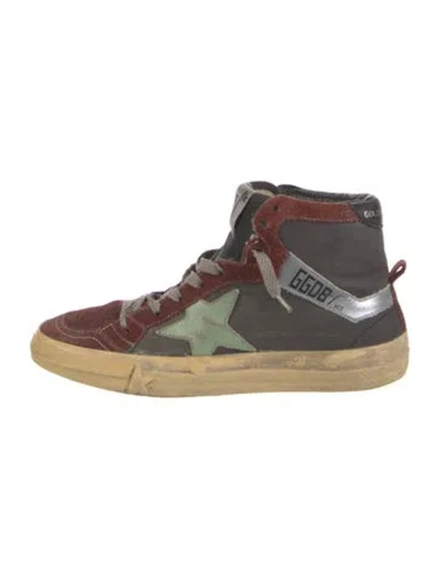 Pre-owned Golden Goose Canvas Printed Wedge Sneakers In Multi