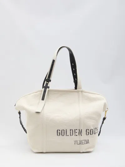 Golden Goose Canvas Shopping Bag In Ecru