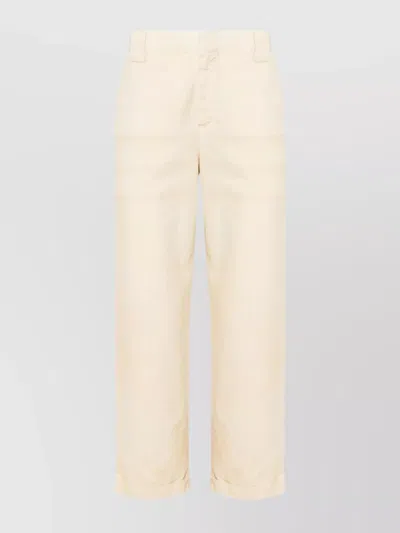 Golden Goose Canvas Straight Leg Trousers With Distressed Finish In Neutral