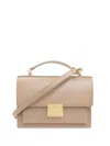 Golden Goose Deluxe Brand Structured Handbag With Gold-tone Clasp And Versatile Straps In Cappuccino