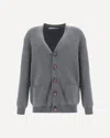 Golden Goose V-neck Gray Cardigan With Embroidered Patch In Gray