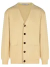 Golden Goose Beige Cotton Blend Cardigan With Textured Knit And Relaxed Fit In Neutral