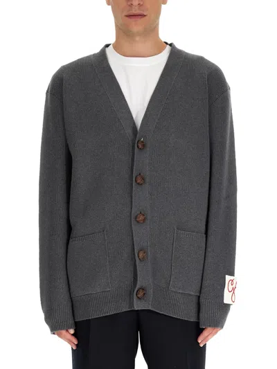 Golden Goose Cardigan Revers Logo In Gray