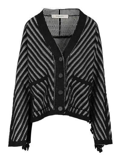 Golden Goose Cardigan With Fringes In Black