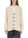 Golden Goose Cardigan With Logo In Neutral