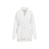 Golden Goose Shawl Collar Cardigan With Floral Embroidery And Self-tie Belt In Neutral