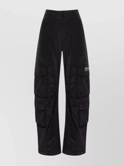 Golden Goose Ripstop Mid-rise Cargo Trousers In Black