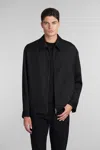 Golden Goose Black Zip Jacket In Wool Gabardine Men In Black