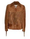 Golden Goose Fringed Leather Jacket With Collar And Suede Texture In Brown