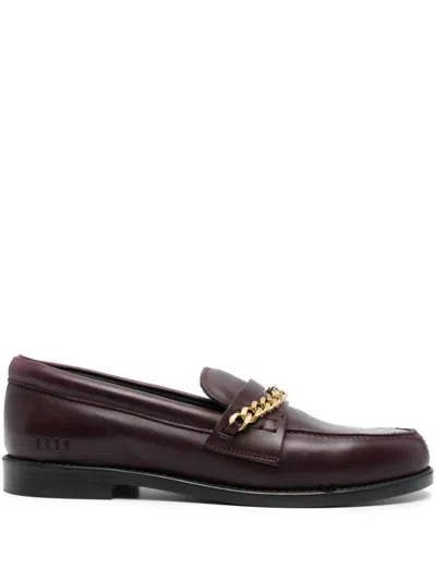 Golden Goose Chain-link Leather Loafers In Red