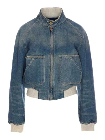 GOLDEN GOOSE DENIM DISTRESSED JACKET