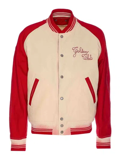 GOLDEN GOOSE WHITE AND RED JACKET WITH BUTTONS CLOSURE