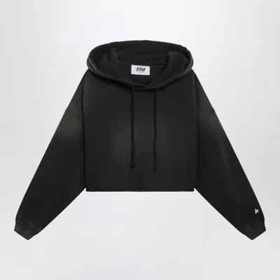 Golden Goose Charcoal Cotton Hooded Sweatshirt In Black