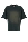Golden Goose Washed Black Embroidered Logo T-shirt In Gray