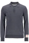 Golden Goose Charcoal Virgin Wool Polo With Golden Applications In Anthracite (black)