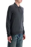 Golden Goose Charcoal Virgin Wool Polo With Golden Applications In Black