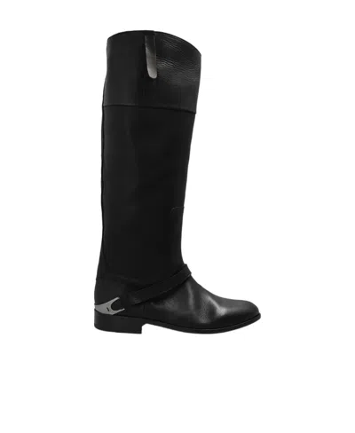 Golden Goose Charlie Leather Boots In Black