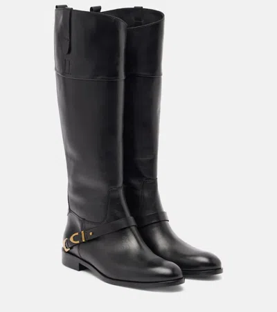 Golden Goose Charlie Leather Knee-high Boots In Black