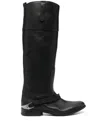 Golden Goose Charlie Leather Riding Boots In Black  