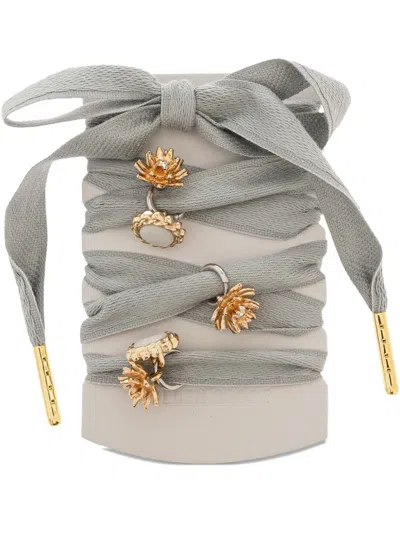 Golden Goose Charm-embellished Shoelaces In Gray