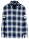 Golden Goose Multicolor Shirt With Check Motif And Stripes On The Sleeves In Blue