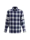 Golden Goose Multicolor Shirt With Check Motif And Stripes On The Sleeves In Ice/indigo