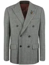 Golden Goose Checked Blazer In Grey