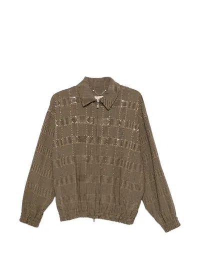 Golden Goose Checked Embellished Jacket In Brown