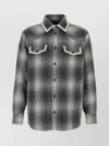 Golden Goose Wool Blend Long Sleeve Checked Shirt In Gray