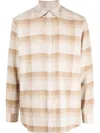Golden Goose Check Pattern Shirt With Button-down Collar In Beige