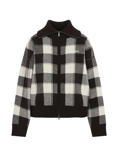 Golden Goose Deluxe Brand Checked Embroidered Wool Cardigan For Women In Black