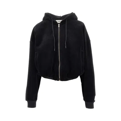 Golden Goose Cropped Knitwear With Hood And Pockets In Black