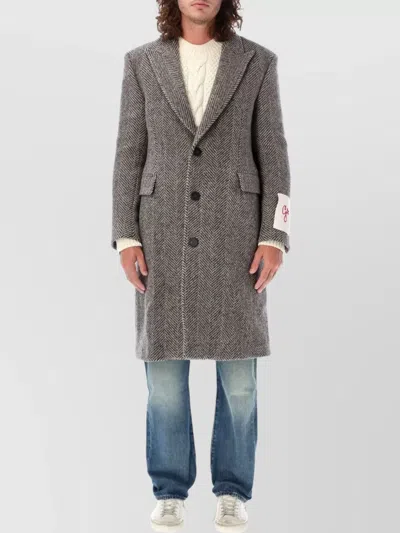 GOLDEN GOOSE VIRGIN WOOL HERRINGBONE SINGLE-BREASTED COAT