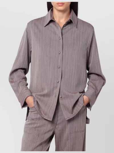 GOLDEN GOOSE CHEVRON WOOL BLEND STRIPED COLLARED SHIRT