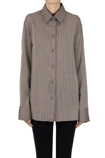 Golden Goose Chevron Wool-blend Shirt In Brown