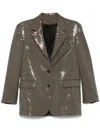 Golden Goose Journey Sequined Single-breasted Jacket In Tan