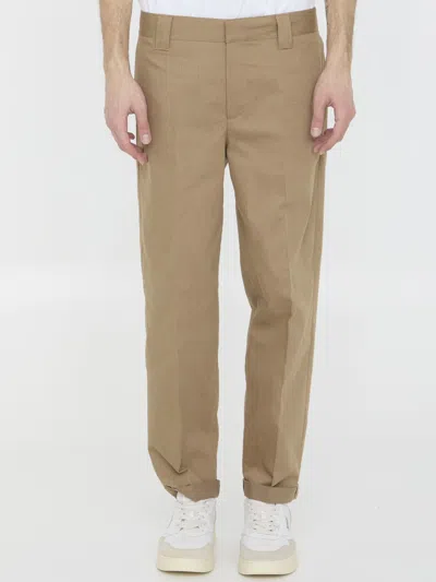 Golden Goose Tailored Beige Trousers With Straight Leg In Brown