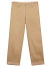Golden Goose Khaki Beige Cotton Blend Trousers In Green