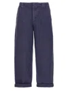 Golden Goose Blue Cotton Trousers With Splash Details In Blue