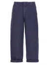 Golden Goose Blue Cotton Trousers With Splash Details