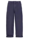 Golden Goose Blue Cotton Trousers With Splash Details In Blue