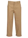 Golden Goose Khaki Beige Cotton Blend Trousers