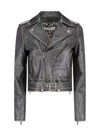 Golden Goose Slim Fit Distressed Leather Jacket In Brown