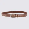 Golden Goose Leather Studded Adjustable Length Belts In Brown