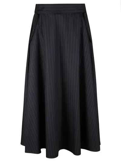 GOLDEN GOOSE CIRCLE SKIRT WITH FLAP POCKETS AND PINSTRIPE DETAIL
