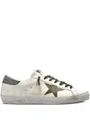 Golden Goose Super-star Sneakers With Lizard Effect Star And Grey Heel Tab In White