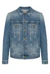 Golden Goose Blue Jacket With Patch Pockets On The Chest And Logoed Metal Buttons