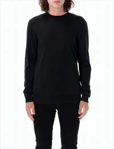 Golden Goose Classic Long-sleeve Wool Sweater With Ribbed Cuffs In Black