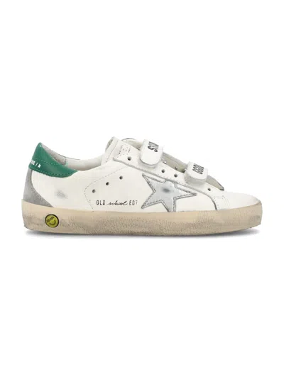 Golden Goose Kids' Classic Old School In White/silver/green