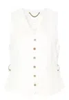 Golden Goose V-neck Twill Waistcoat In White